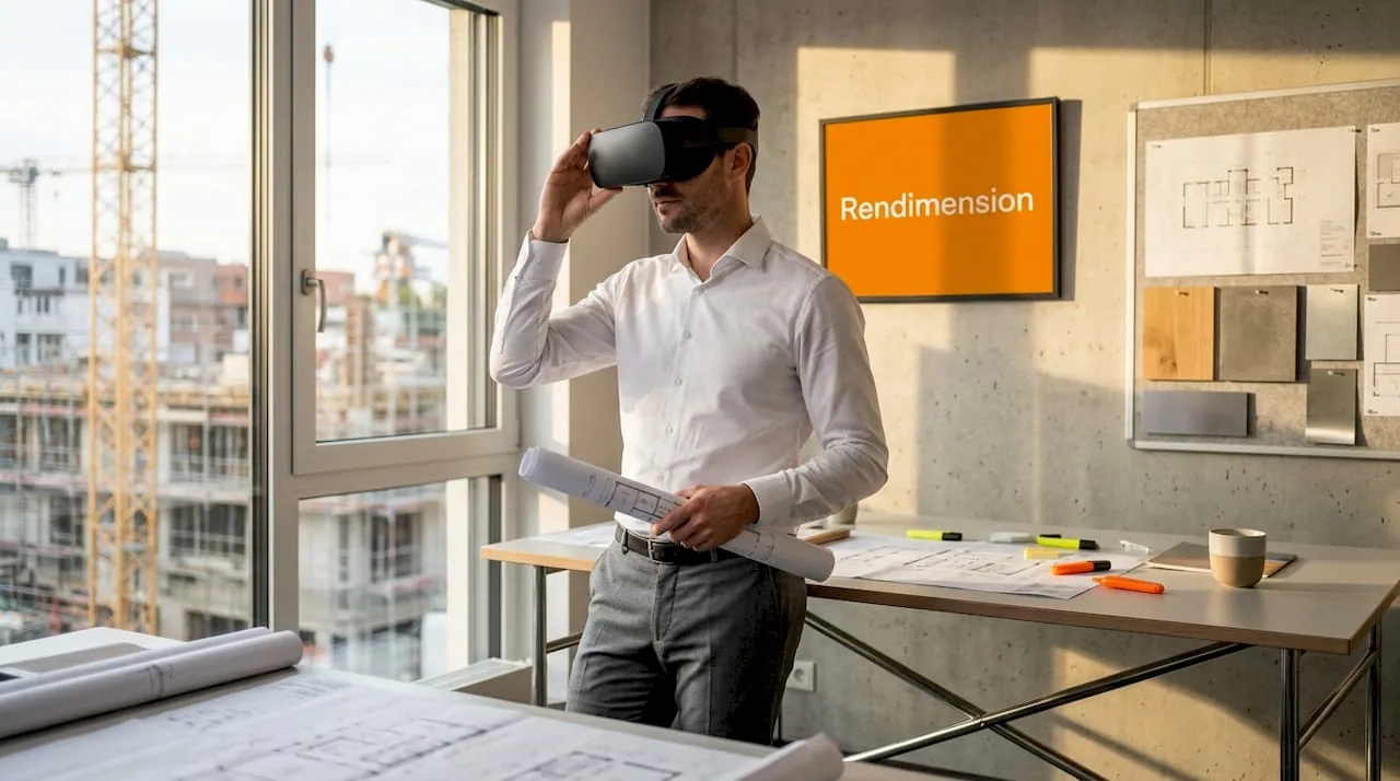 Virtual reality review of a construction project, showing the model quality a VR walkthrough requires