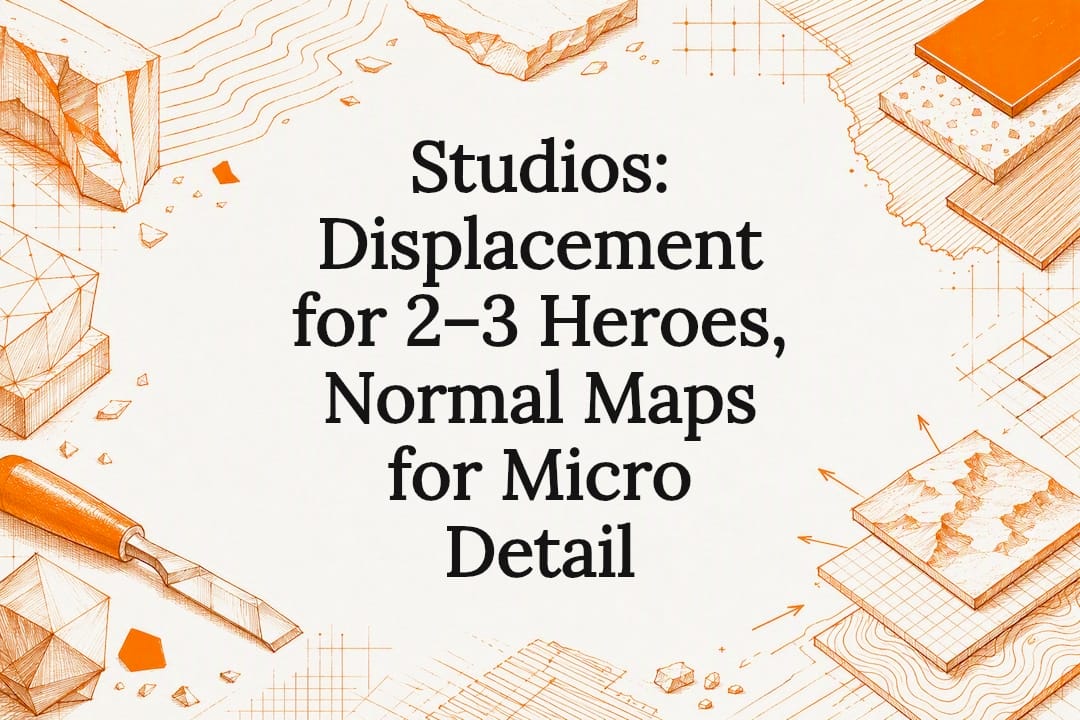 Studios: Displacement for 2–3 Heroes, Normal Maps for Micro Detail