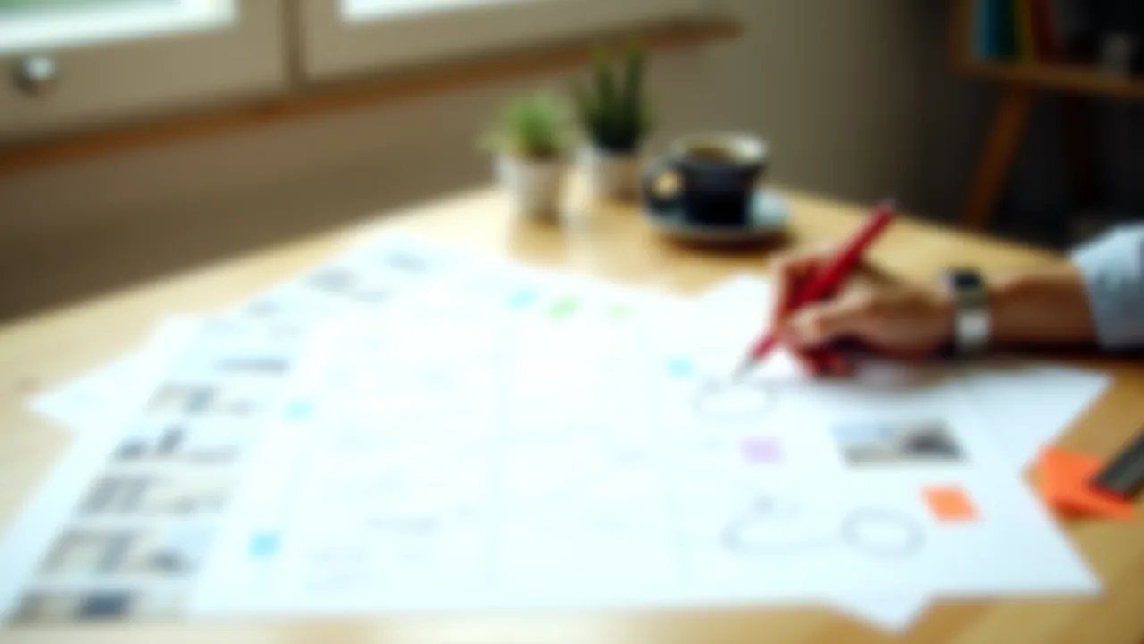 Consolidated markup list for a 3D walkthrough review printed alongside storyboard frames