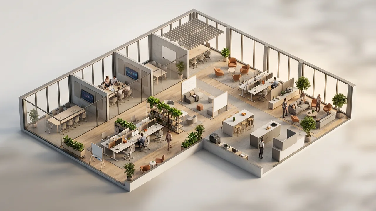 Office 3D Floor Plans for Space Planning