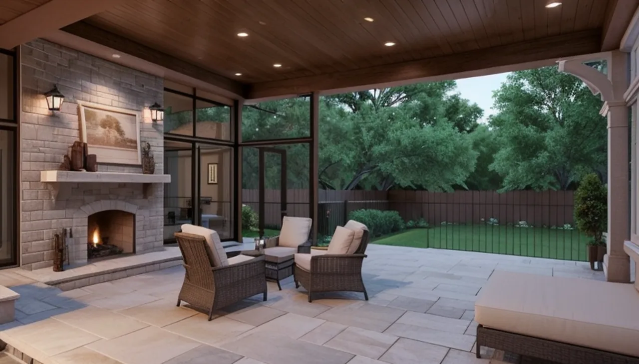 Rendimension concept render of a home addition in Austin, TX, transitional Texas style.