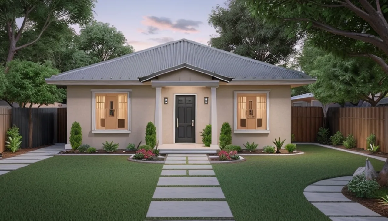 Rendimension concept render of a backyard ADU, contemporary style.