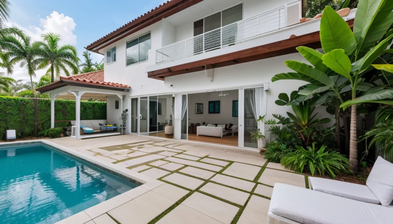 Rendimension concept render of a backyard pool in Coral Ridge, FL, coastal contemporary style.