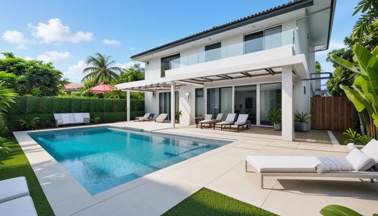 Rendimension concept render of a backyard pool in Fort Lauderdale, FL, coastal contemporary style.