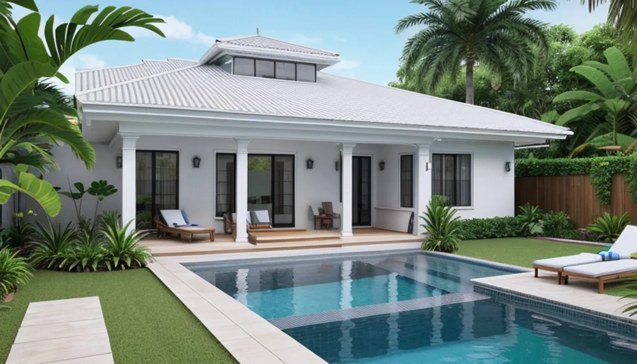 Rendimension concept render of a backyard pool in Port Royal, FL, coastal contemporary style.