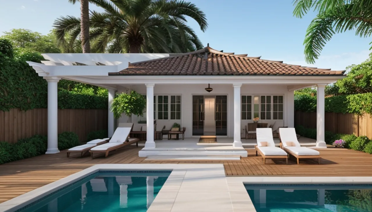 Rendimension concept render of a backyard pool in Windermere, FL, coastal contemporary style.