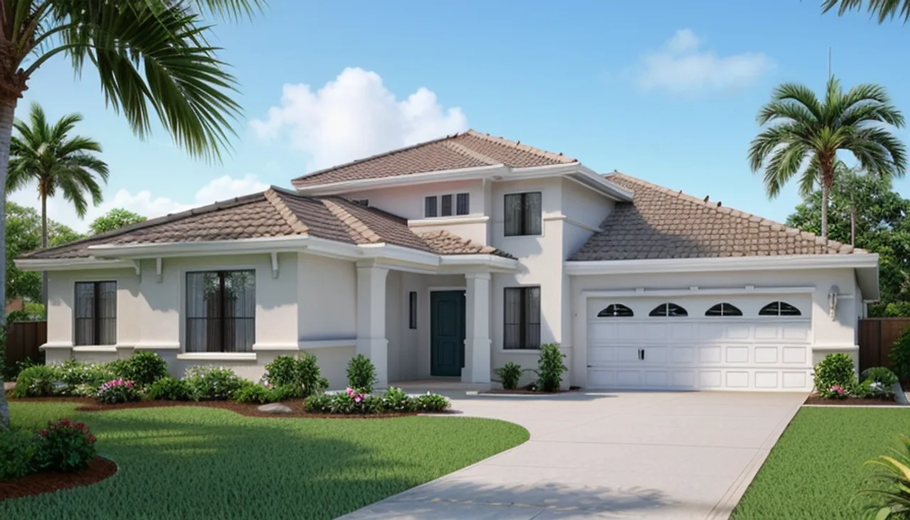 Rendimension concept render of a home exterior in Aqualane Shores, FL, coastal contemporary style.