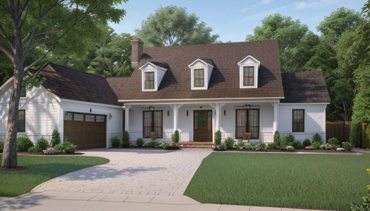 Rendimension concept render of a home exterior in Belle Meade, TN, transitional farmhouse style.