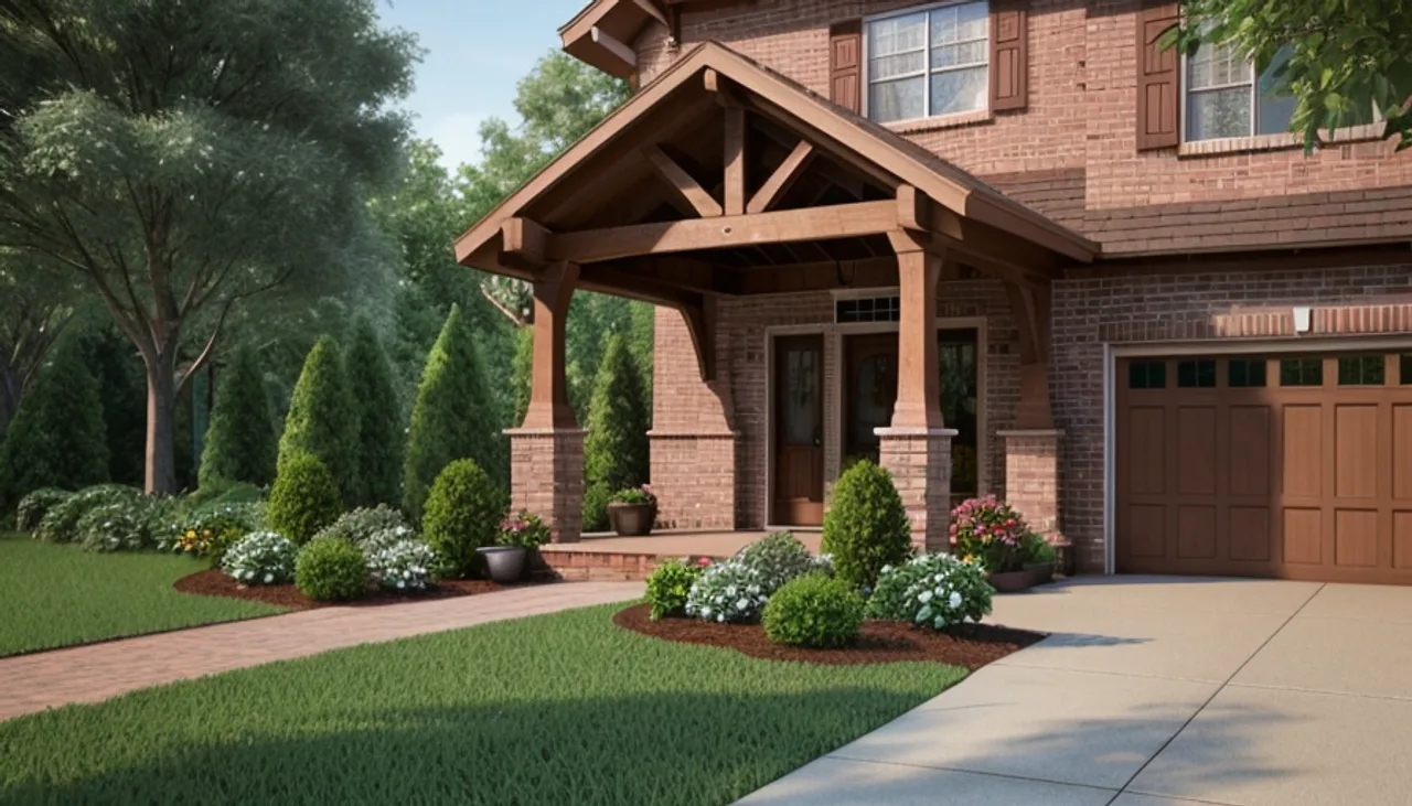 Rendimension concept render of a home exterior in Cary, NC, transitional craftsman style.