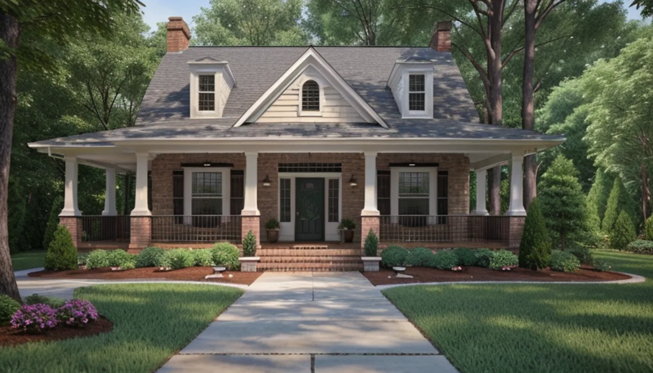 Rendimension concept render of a home exterior in Chapel Hill, NC, transitional craftsman style.