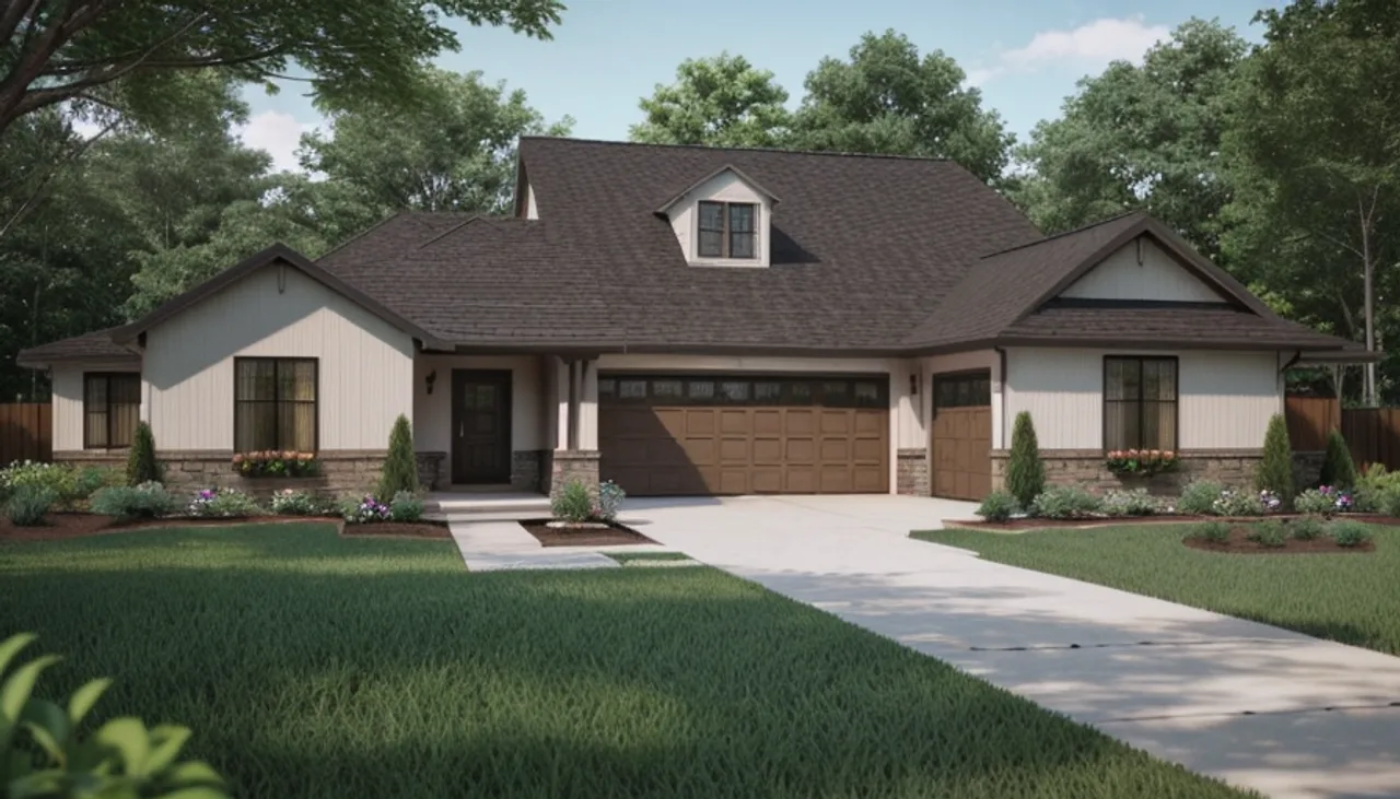 Rendimension concept render of a home exterior in Forest Hills, TN, transitional farmhouse style.