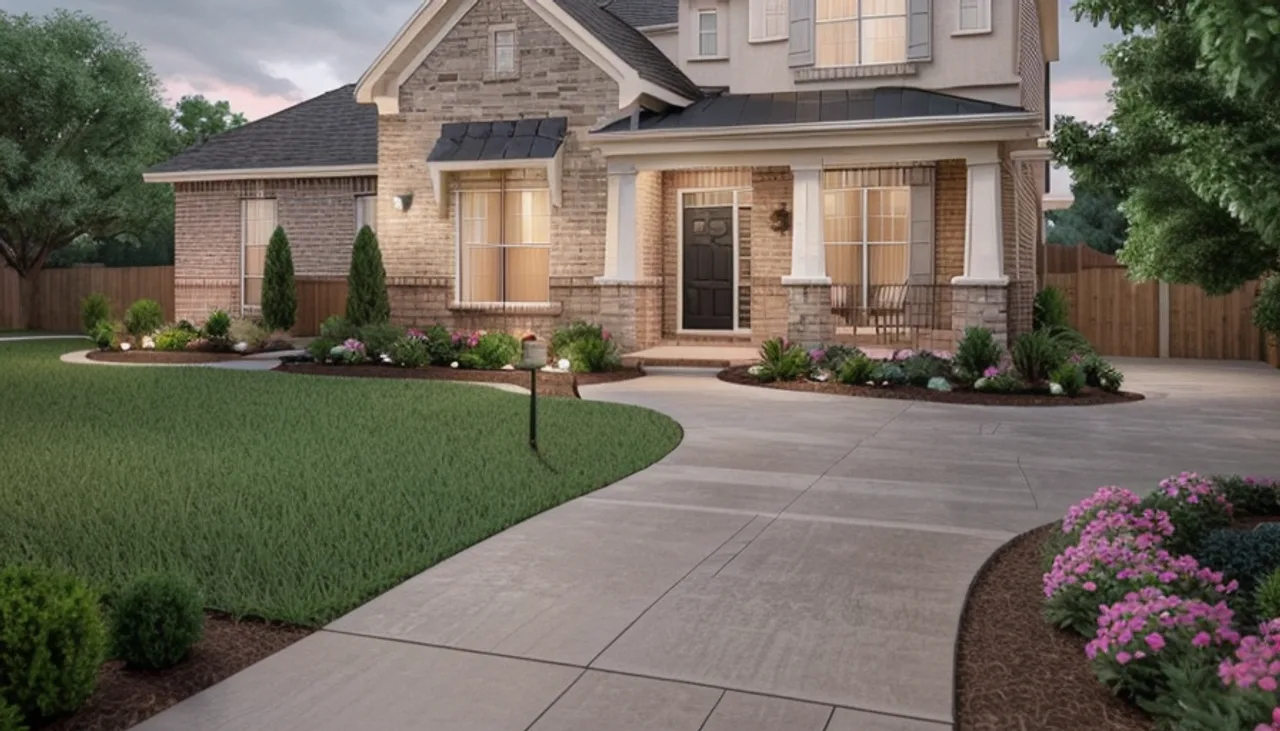 Rendimension concept render of a home exterior in Frisco, TX, transitional Texas style.