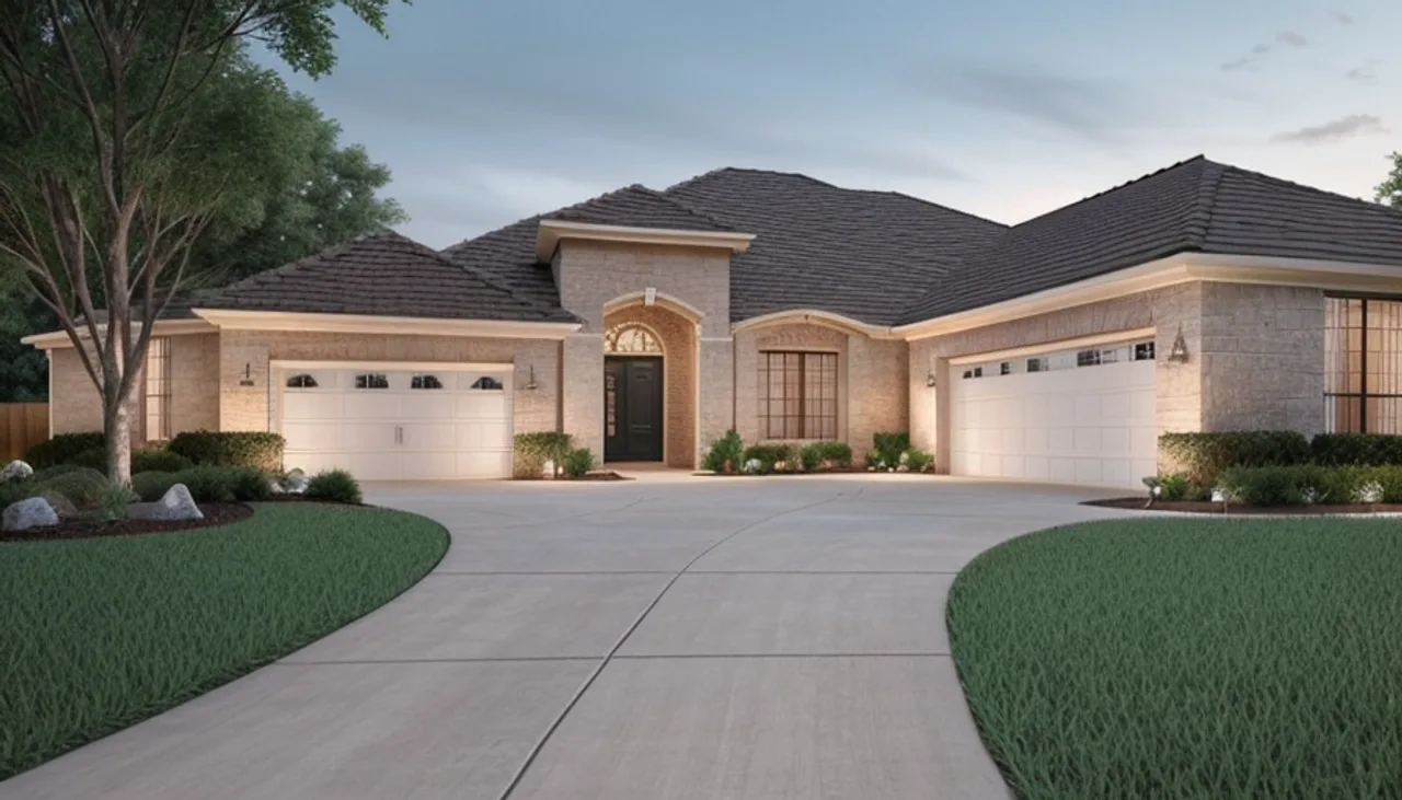 Rendimension concept render of a home exterior in Highland Park, TX, transitional Texas style.