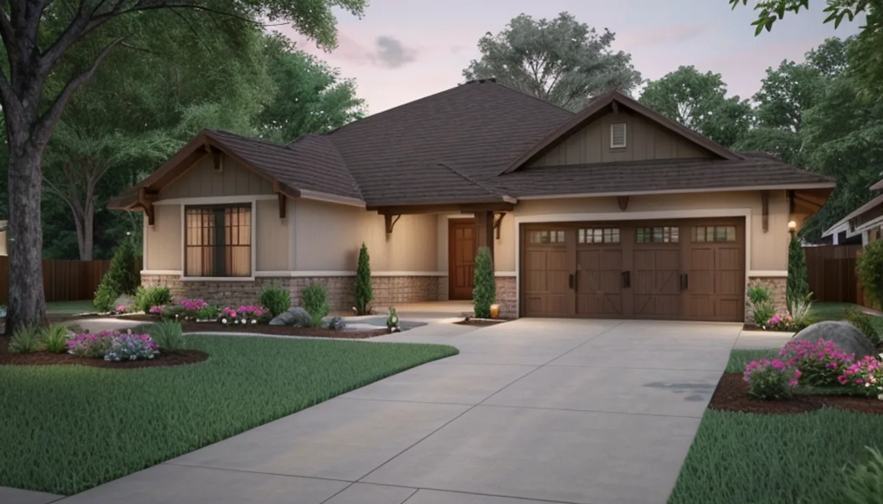 Rendimension concept render of a home exterior in Myers Park, NC, transitional craftsman style.