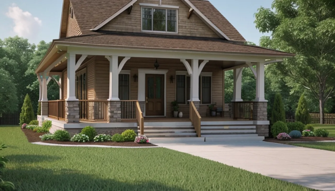 Rendimension concept render of a home exterior in Nashville, TN, transitional farmhouse style.