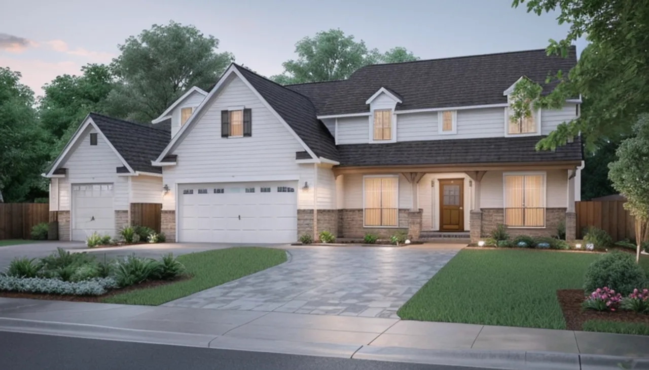 Rendimension concept render of a home exterior in Nolensville, TN, transitional farmhouse style.