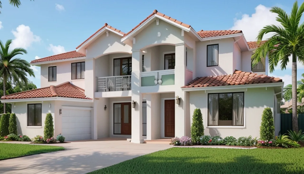 Rendimension concept render of a home exterior in Parkland, FL, coastal contemporary style.