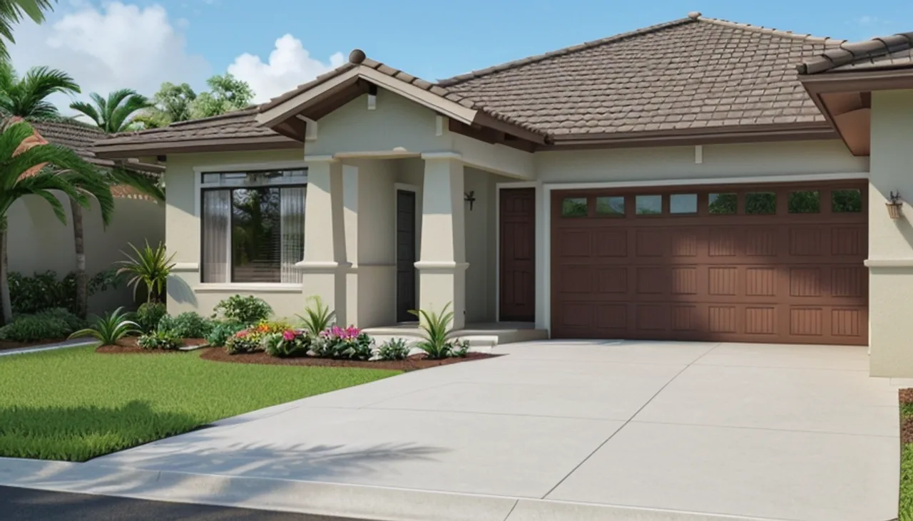 Rendimension concept render of a home exterior in Wesley Chapel, FL, coastal contemporary style.