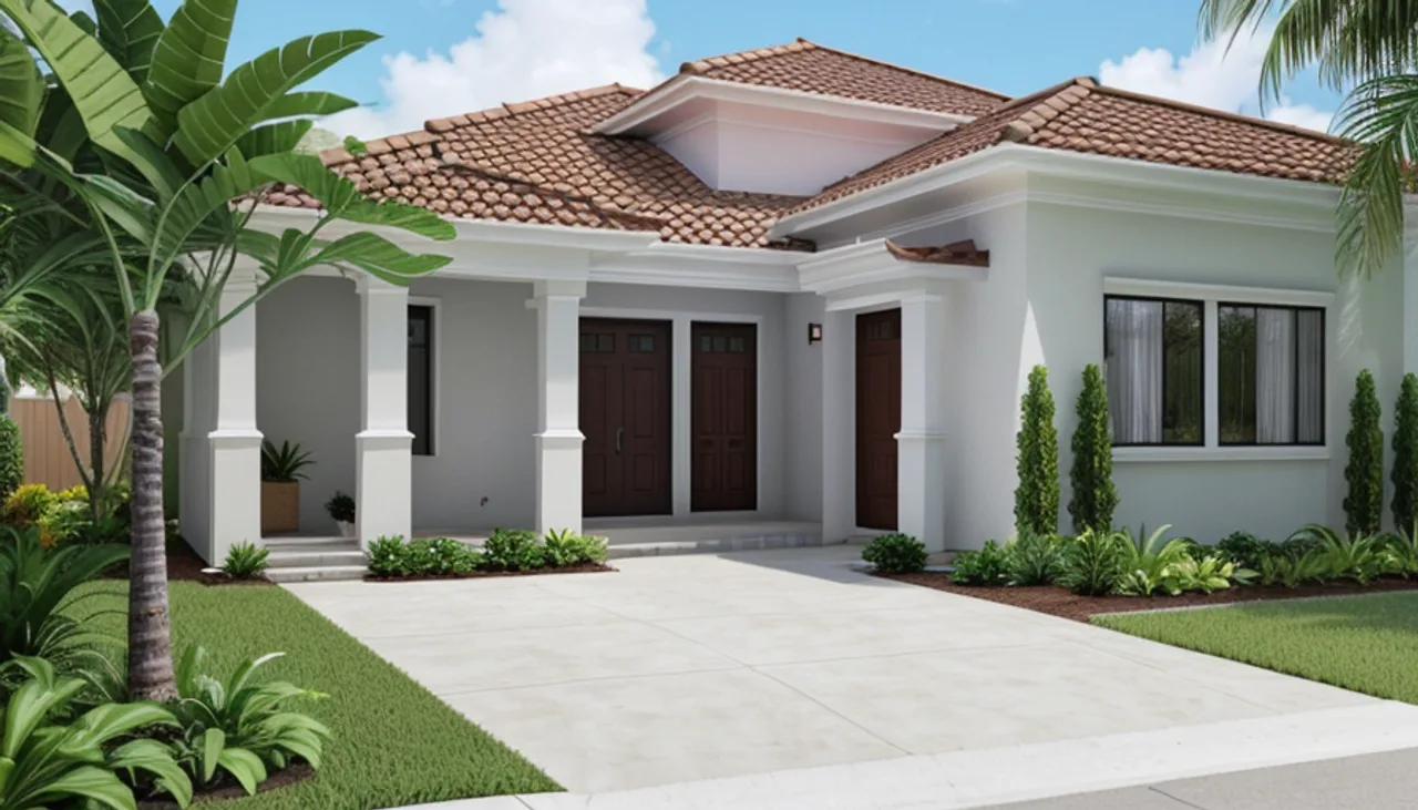 Rendimension concept render of a home exterior in Westchase, FL, coastal contemporary style.