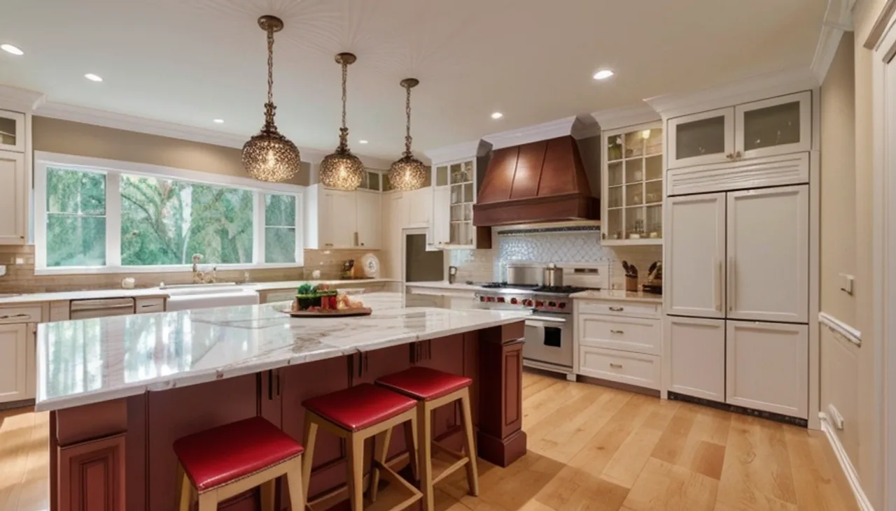 Rendimension concept render of a kitchen remodel in Alpharetta, GA, traditional estate style.