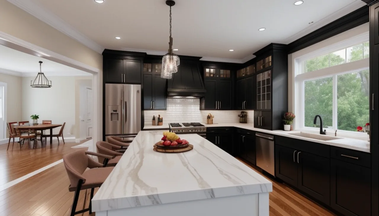 Rendimension concept render of a kitchen remodel in Atlanta, GA, traditional estate style.