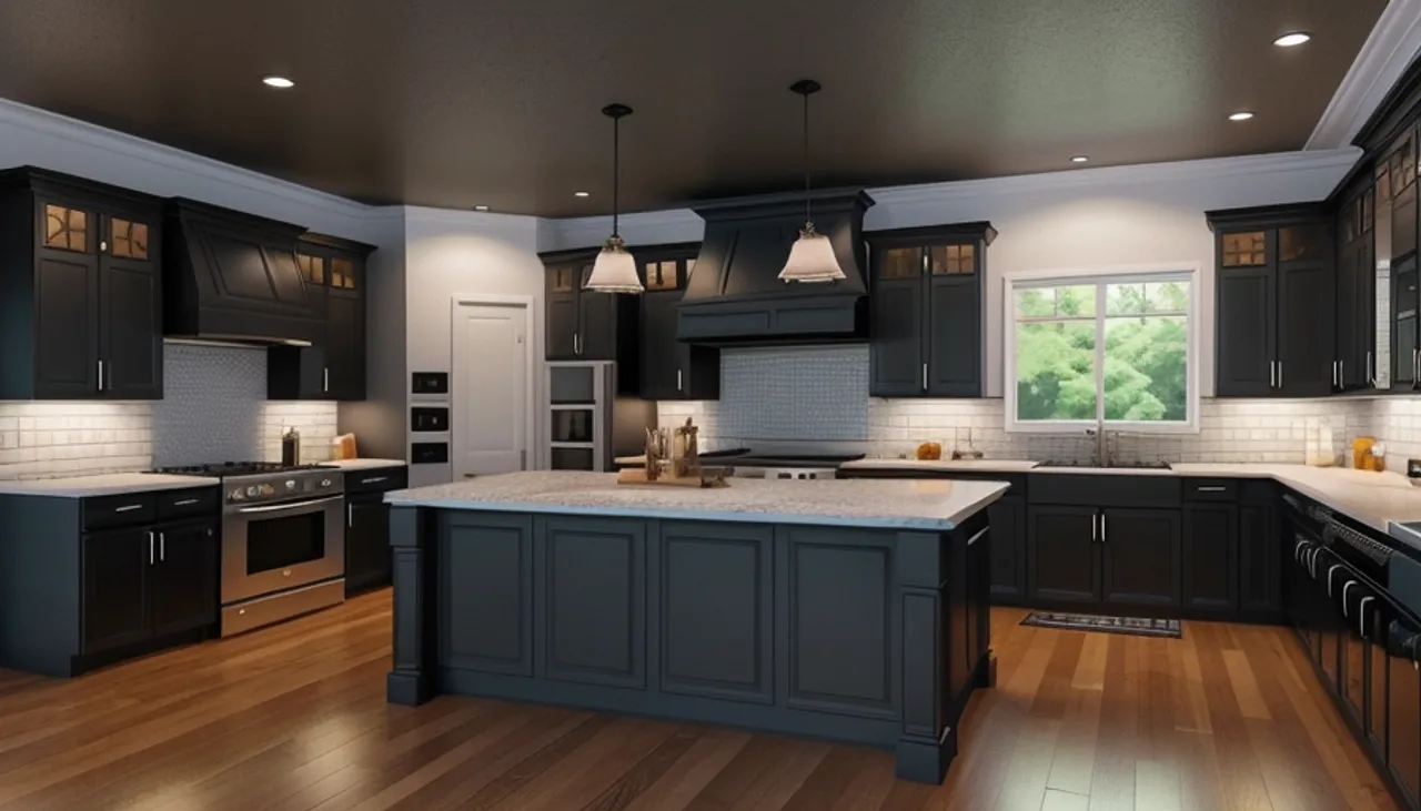 Rendimension concept render of a kitchen remodel in Buckhead, GA, traditional estate style.