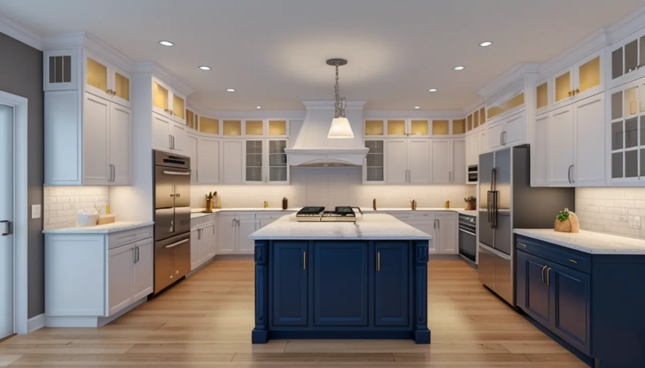 Rendimension concept render of a kitchen remodel, contemporary style.