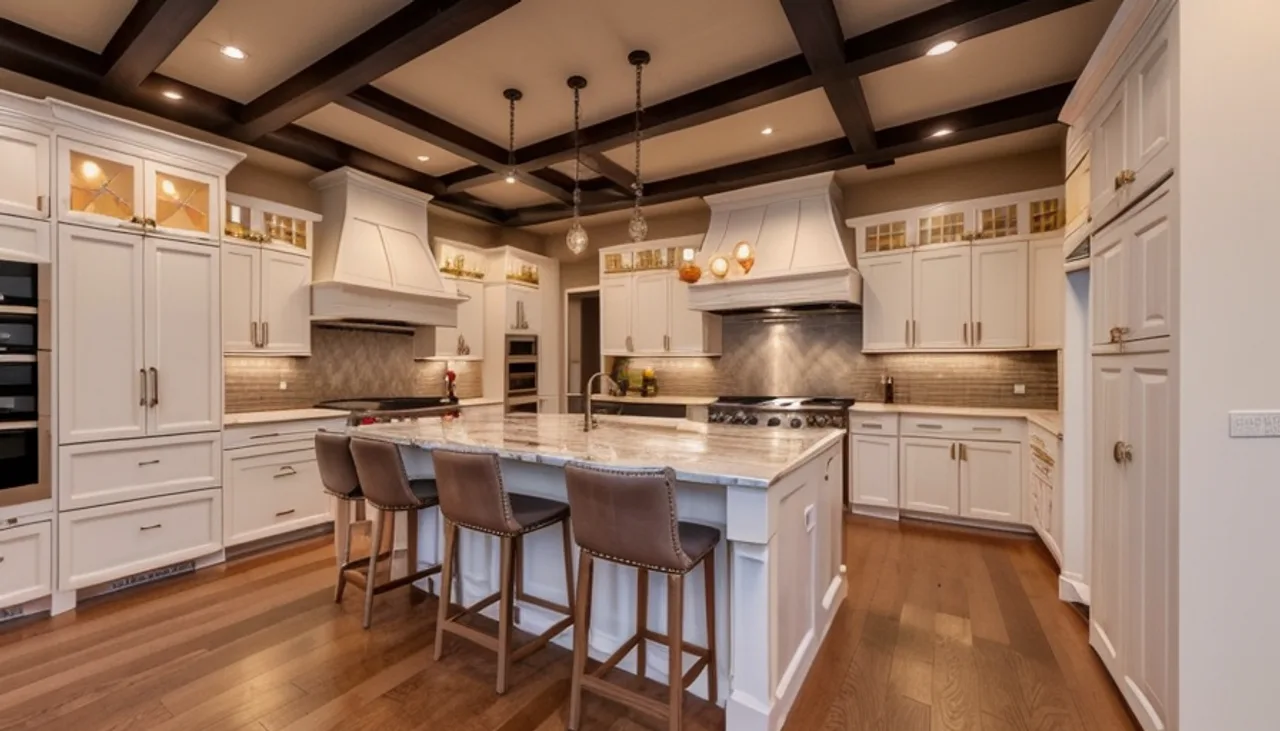 Rendimension concept render of a kitchen remodel in Dallas-Fort Worth, TX, transitional Texas style.