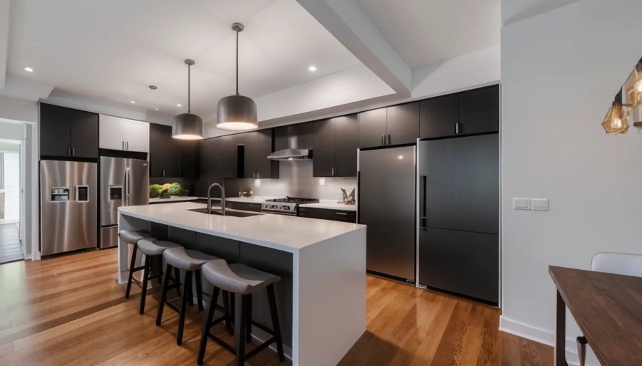 Rendimension concept render of a kitchen remodel in Irvine, CA, modern California style.