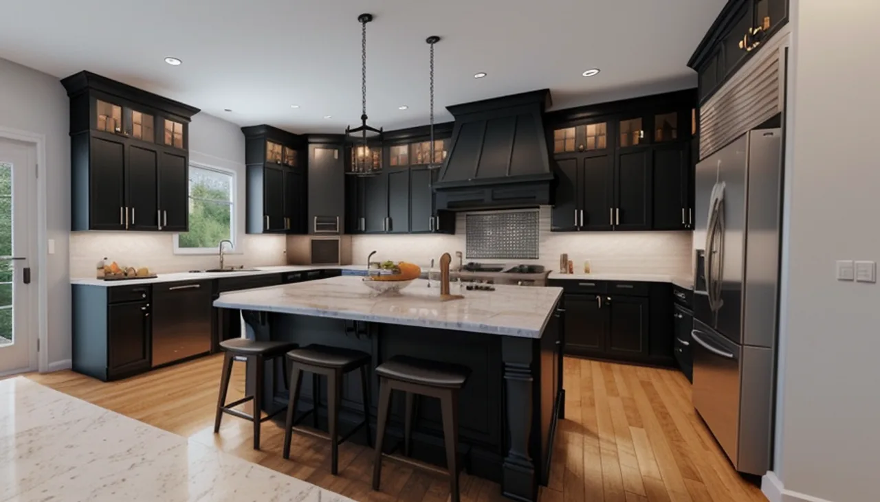 Rendimension concept render of a kitchen remodel in Milton, GA, traditional estate style.