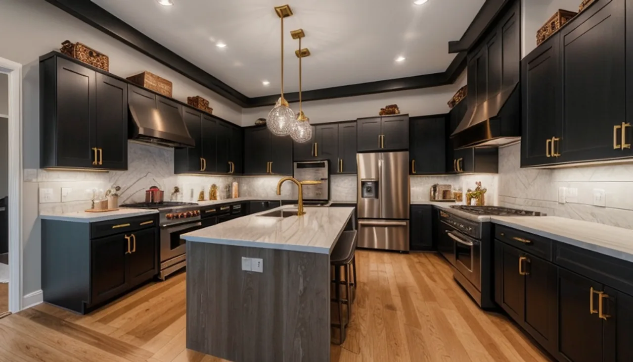 Rendimension concept render of a kitchen remodel in Nolensville, TN, transitional farmhouse style.