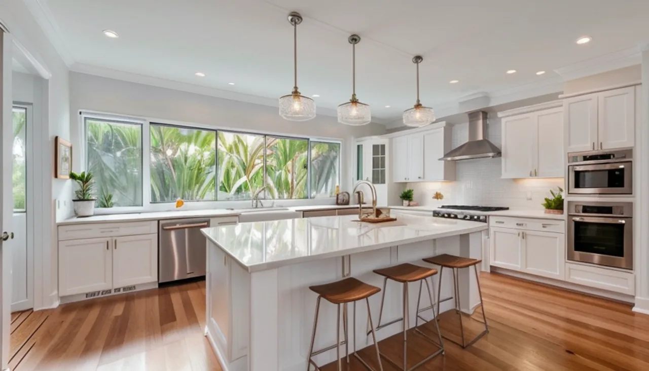 Rendimension concept render of a kitchen remodel in Orlando, FL, coastal contemporary style.