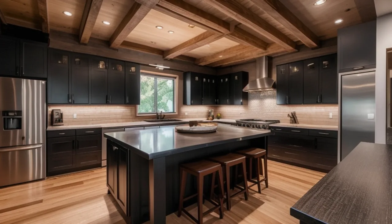 Rendimension concept render of a kitchen remodel in Raleigh-Durham, NC, transitional craftsman style.