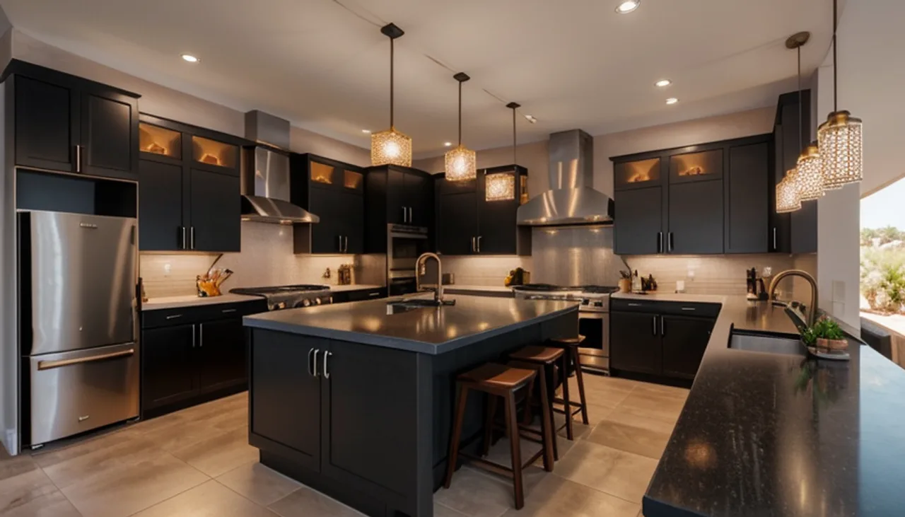 Rendimension concept render of a kitchen remodel in Scottsdale, AZ, desert contemporary style.