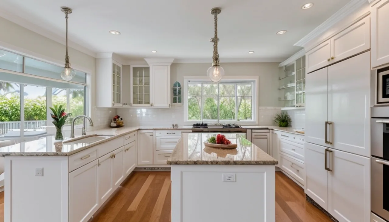 Rendimension concept render of a kitchen remodel in Tampa, FL, coastal contemporary style.