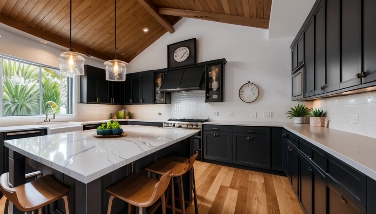 Rendimension concept render of a kitchen remodel in Wellington, FL, coastal contemporary style.
