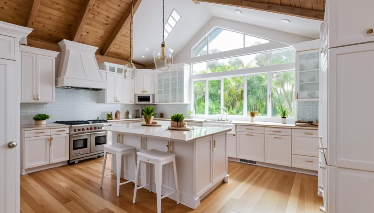 Rendimension concept render of a kitchen remodel in Wesley Chapel, FL, coastal contemporary style.