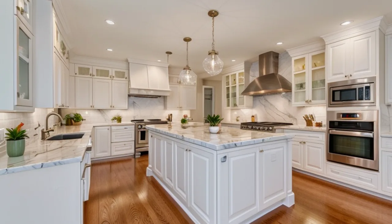 Rendimension concept render of a kitchen remodel in Windermere, FL, coastal contemporary style.