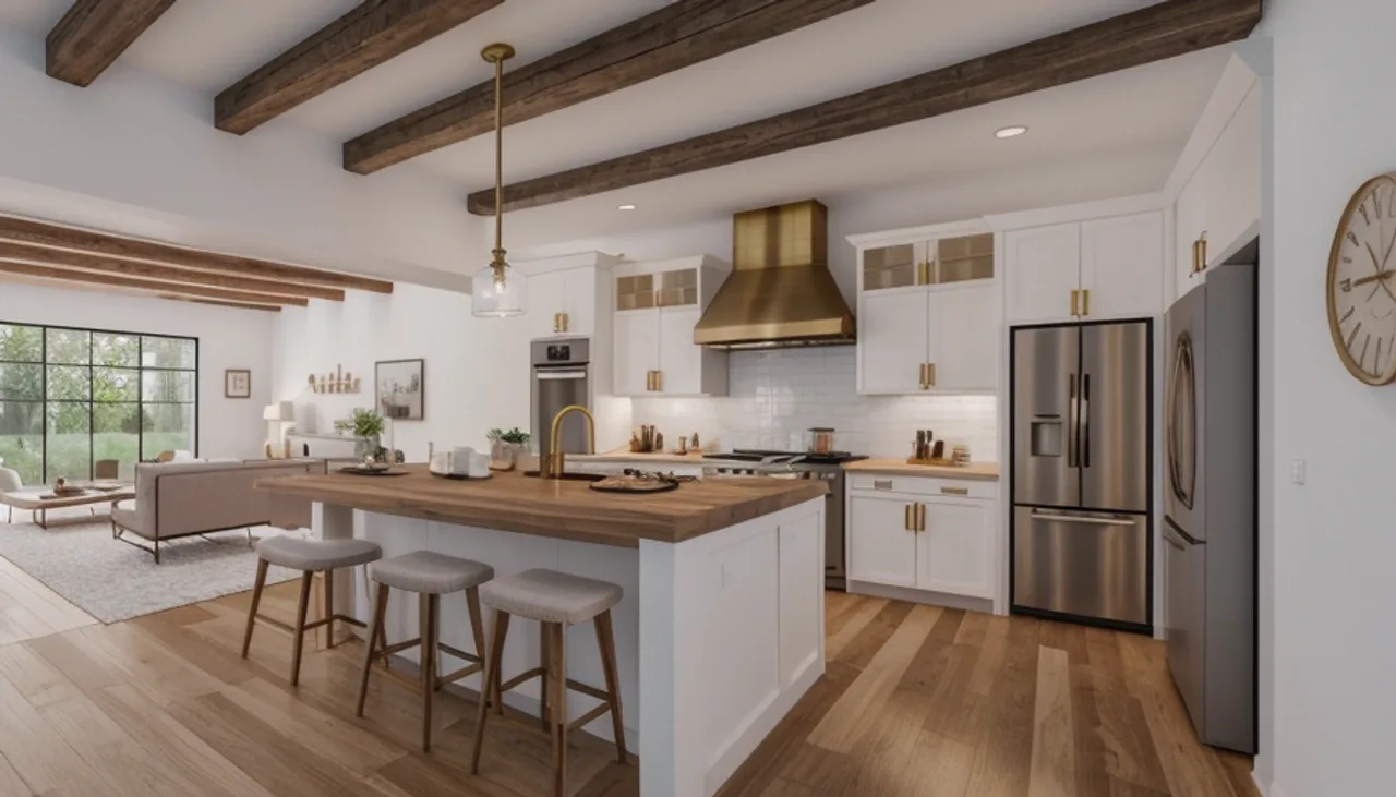 Rendimension concept render of a whole-home remodel in Belle Meade, TN, transitional farmhouse style.