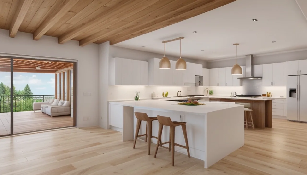 Rendimension concept render of a whole-home remodel, contemporary style.