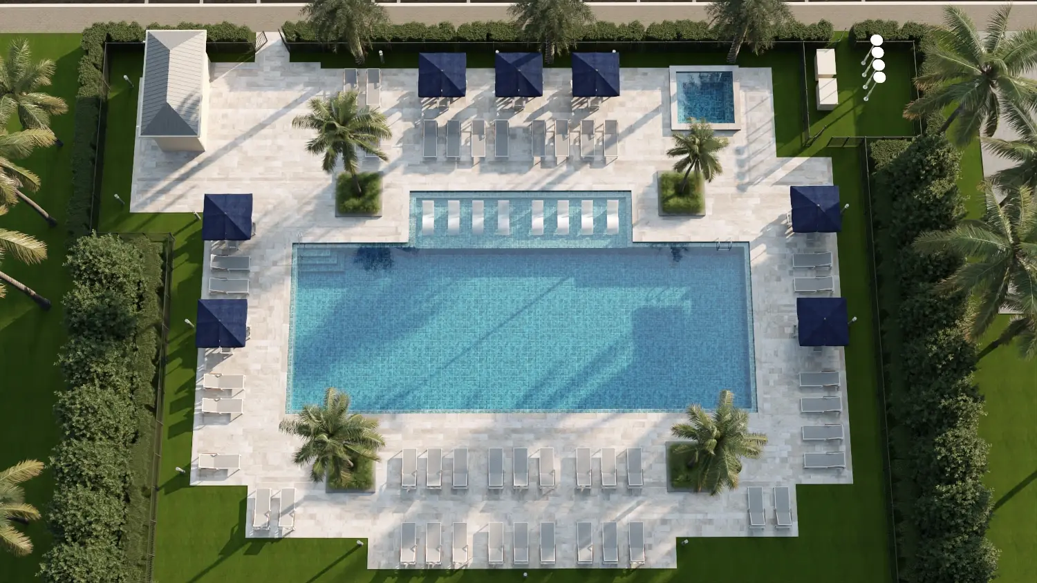 Photorealistic backyard and pool rendering example by Rendimension, for homeowners in Miami, FL.