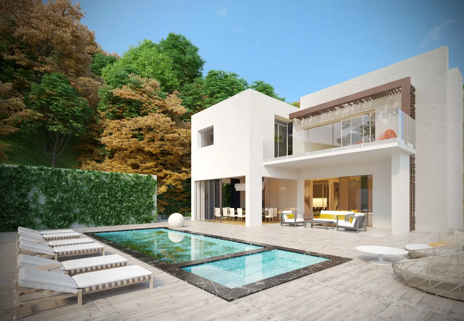 Photorealistic backyard and pool rendering example by Rendimension, for homeowners in Nocatee, Jacksonville, FL.