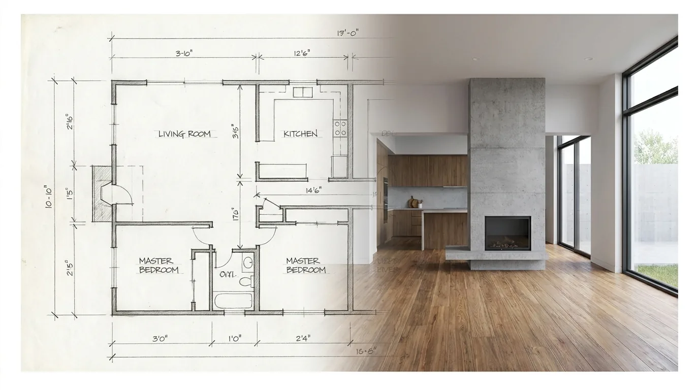 Floor plan to photorealistic render by Rendimension
