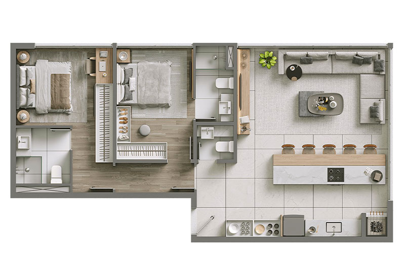 3D Floor Plan Examples — main render by Rendimension