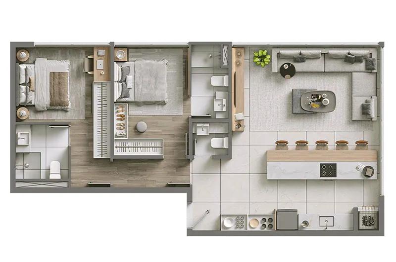 3D Floor Plan Examples — main render by Rendimension