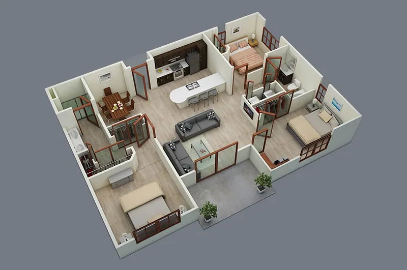 3D Floor Plan Examples — detail render