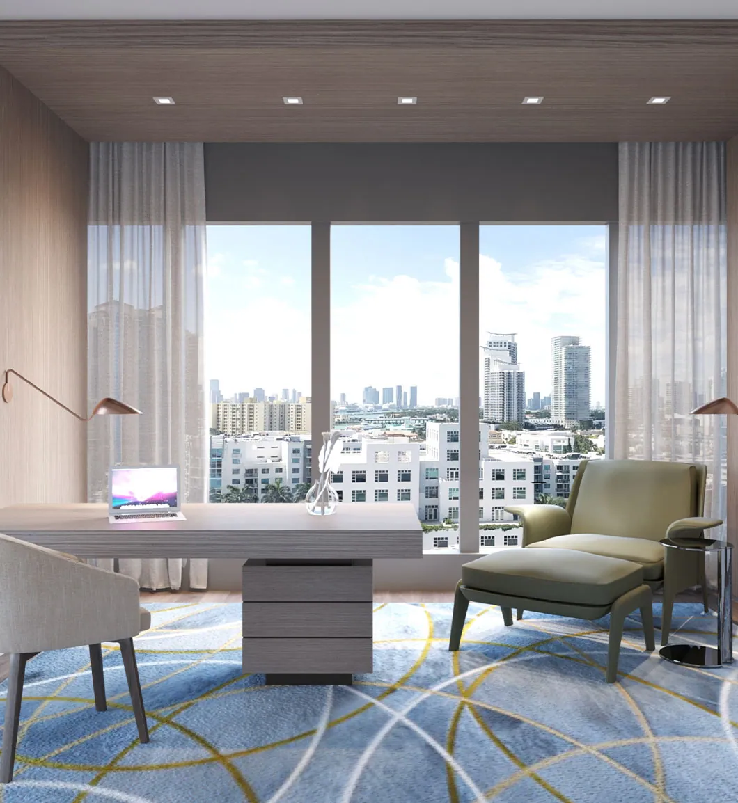 Biscayne Bay penthouse bedroom rendering