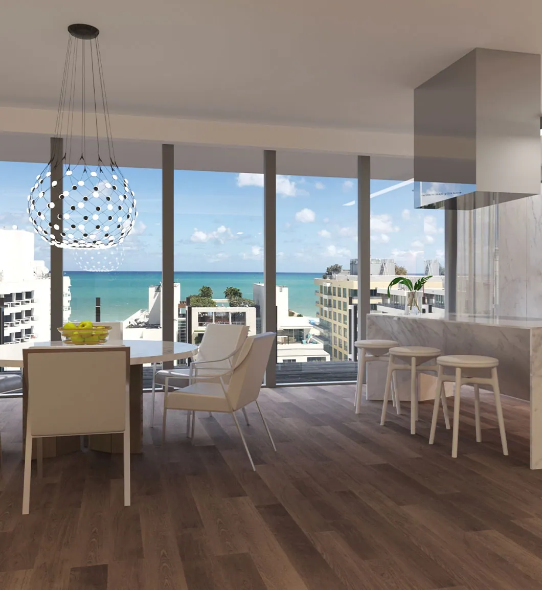 Biscayne Bay penthouse kitchen rendering