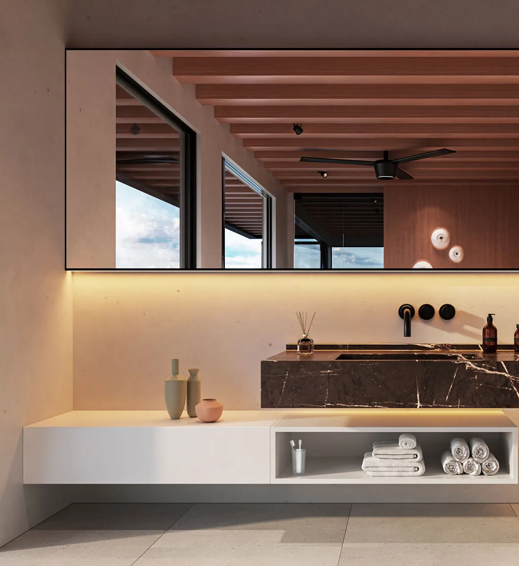 Hillside Haven Hawaii bathroom rendering