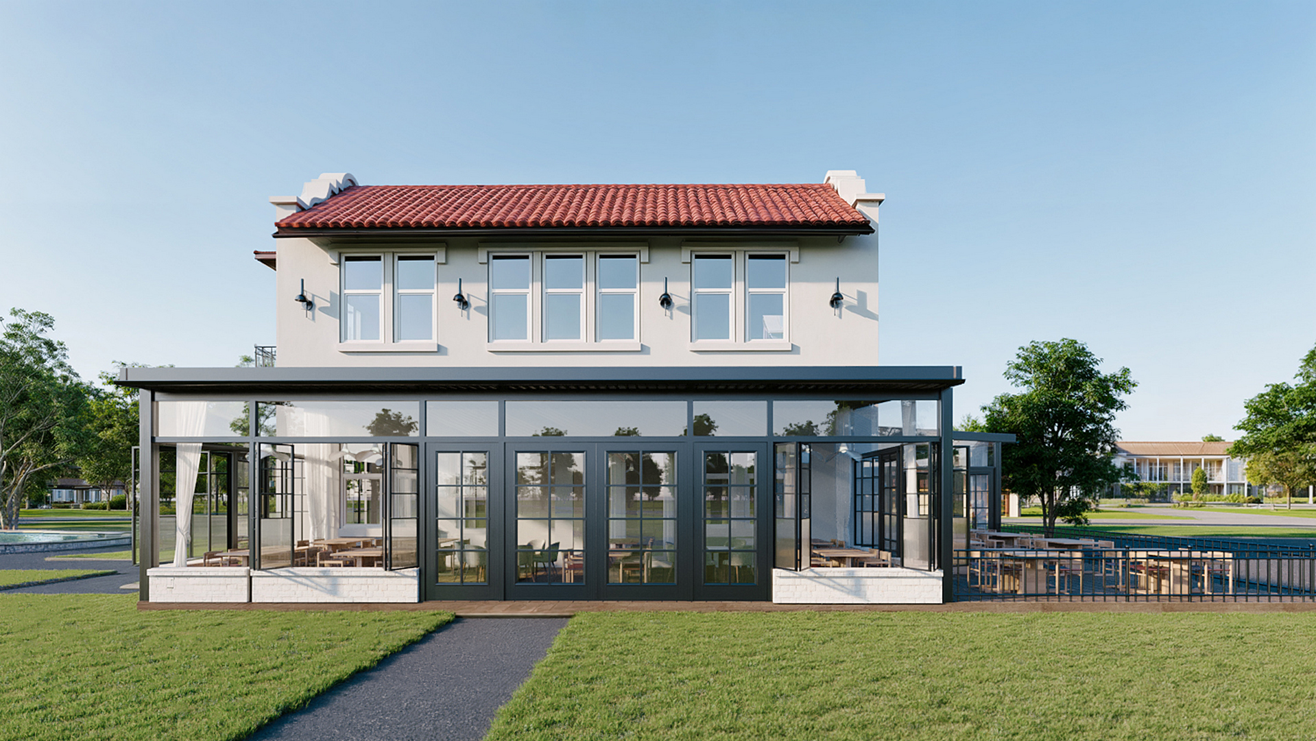 Historic firehouse side elevation render, Atlanta GA, Rendimension